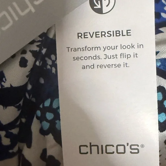 Chico’s Reversible Floral Duster Jacket Blue White NWT Size 1 Kimono - Picture 6 of 8